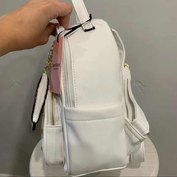 NWT Juicy Couture White Gold Accent Backpack Juicy Couture Stylish Mini Backpack White With Gold Accents  main image 2